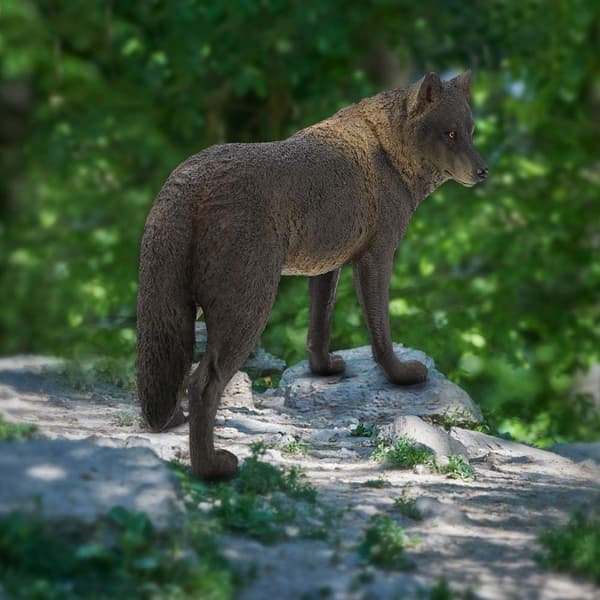 Simulering Vild Ulv Dyremodel Legetøj Zoo Dyremodel Samleobjekter (Sort) Black