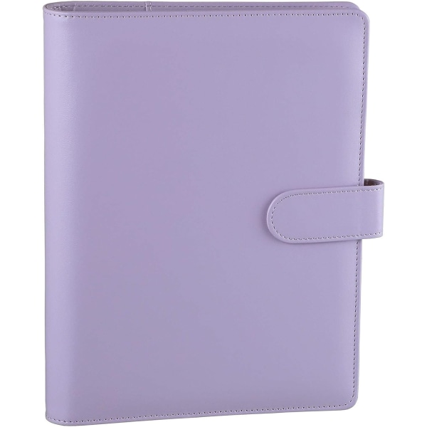Läder A5 Ringpärm Planner Notebook Planner med magnetiskt spänne (Inre papper ingår ej)-Lila Purple
