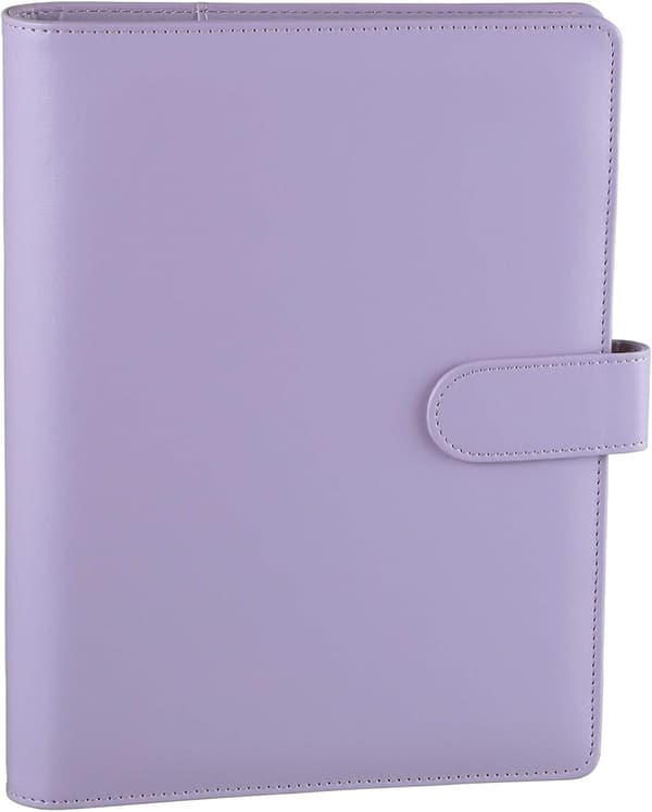 Läder A5 Ringpärm Planner Notebook Planner med magnetlås (inre papper ingår ej) - Lila Purple