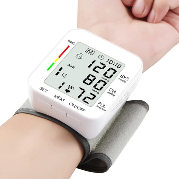 Blodtrycksmätare handledsblodtrycksmätare stor LCD-display justerbar handledsmanchett