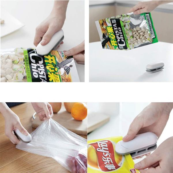 Mini bärbar hem snacks plastpåse förseglare (grå) 1 st