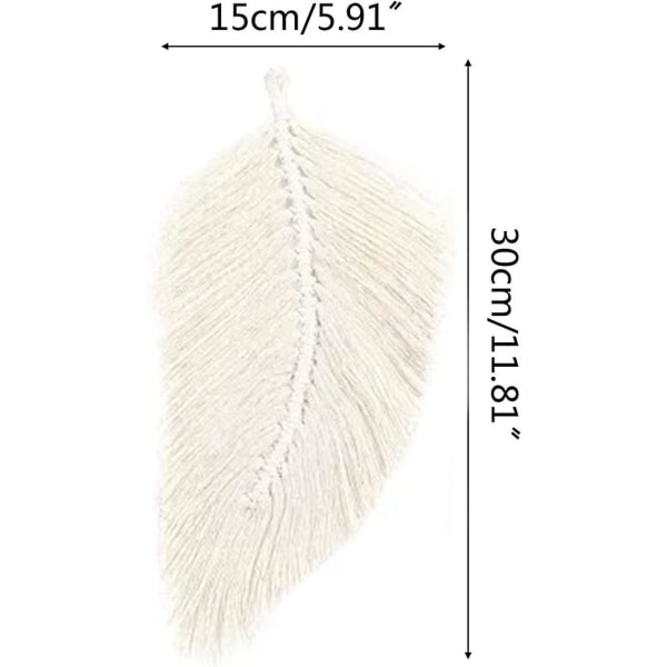 2-pack Macrame väggdekoration Boho dekoration blad vävd gobeläng för vardagsrumsdekoration (vit) White