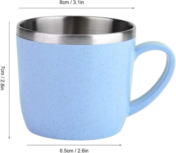 Termoskopp i rustfritt stål og hvetestrå, isolert kaffe-/melkekrus