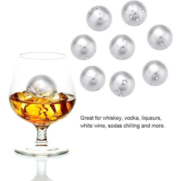 Rostfria isbollar Frost Whisky Whisky Stones med tång Silver 1