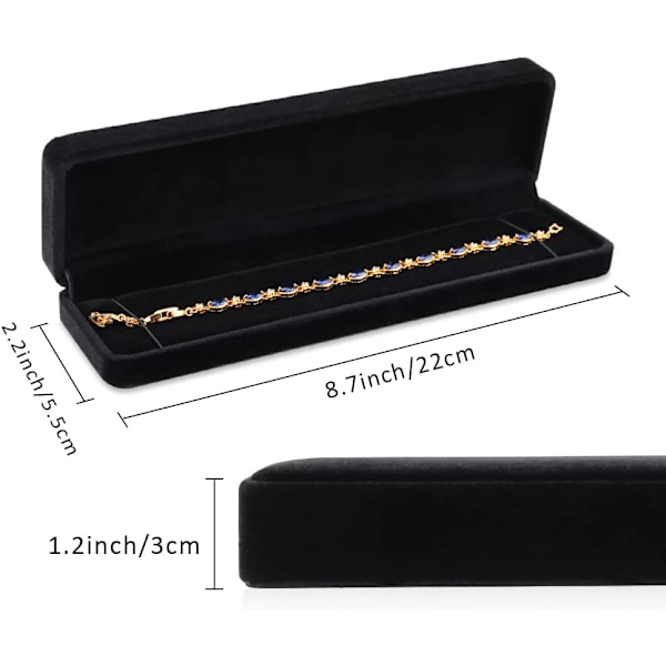 Set med 2 klassiska sammetshalsbandskedja armband displayfodral smyckesgåvoask 8,7x1,6x2 tum