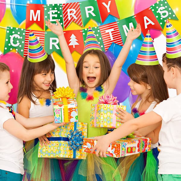 Glædelig jul vimpelguirlander, 2,5 m juleflag vimpler julebannerdekoration