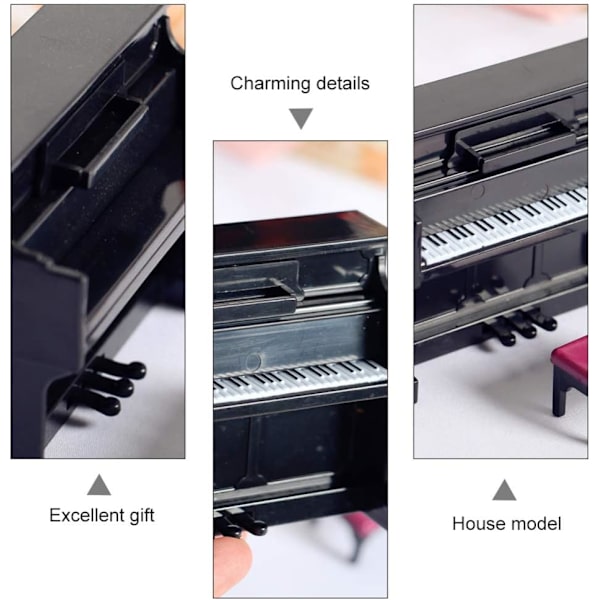 Miniatyr piano modell dockhus musikinstrument prydnader mini piano, vit White