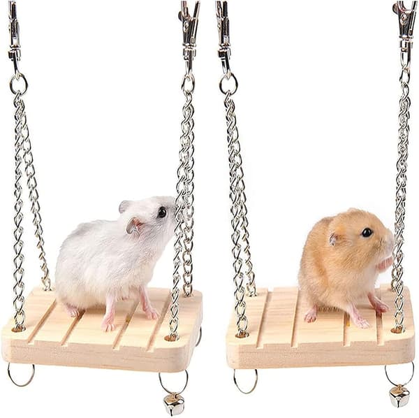 Hamster Gunga i rostfritt stål och trä, 2 stycken