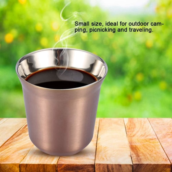 Rostfritt stål dubbelväggig kaffekopp ölmugg tekoppar 85 ml för drickskopp (roséguld) rose gold