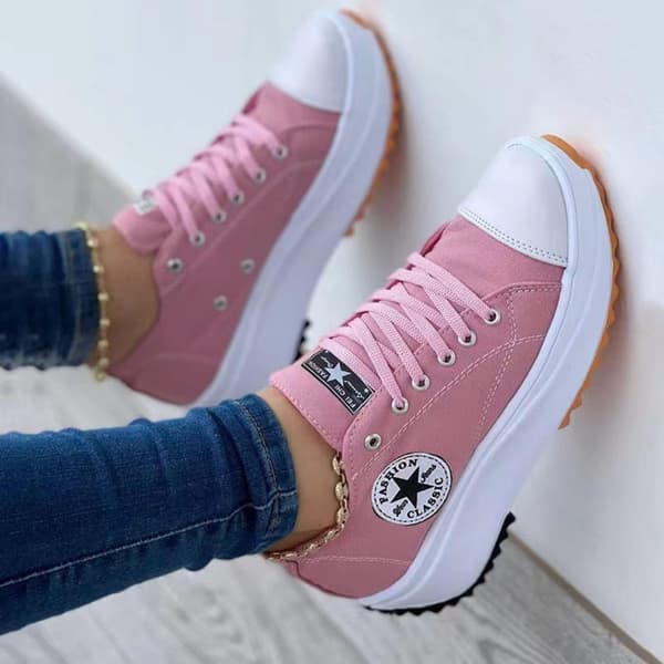 2022 Lærredssko Dame Mode Træningssko, Platforms Sko til Kvinder, Damesneakers (39 pink) Pink