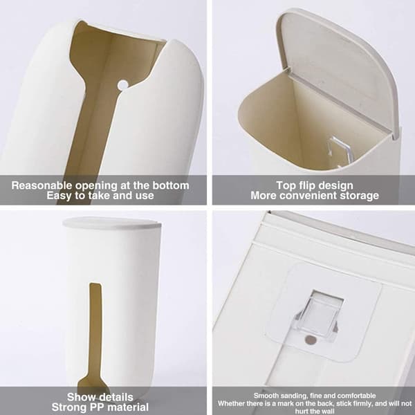 Søppelposeholder Søppelposedispenser Veggmontert Selvklebende Hengende Boks Hvit