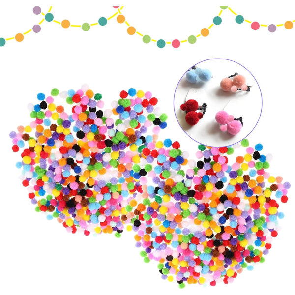 1000 stycken 10 mm Pom Poms Cheerleading-bollar för hantverk och gör-det-själv-dekorationer (slumpmässig färg)