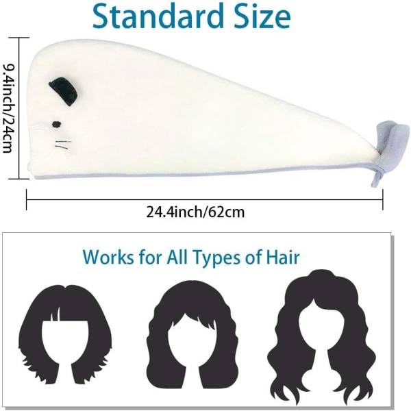 Hårhandduk i mikrofiber med knapp - snabbtorkande hårturban för kvinnor, 3-pack (9,4 x 24,4 tum)