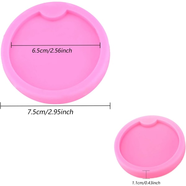 4 stycken silikon rund form för dekoration av hartsnyckelringar gör DIY-hantverk (rosa)