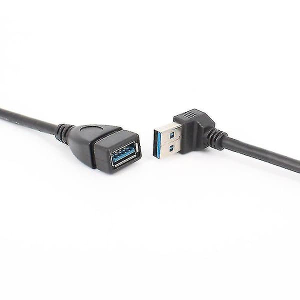 USB 3.0 Vinklet 90 Graders Forlængerkabel Han Til Hun Adapter Ned