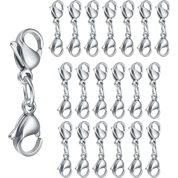 20 Dubbel karabin valutalås, halsbandskoppling, kragspänne för kedjor armband smycken hantverk - silver/25mm