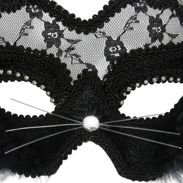 Halloween Maskerad Sexig Spets Kvinnlig Kattmask (svart) 1 Styck