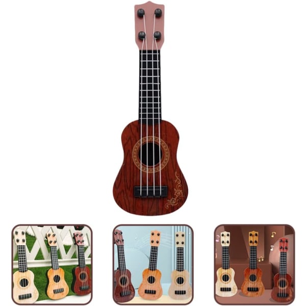 Barnens Mini Fyrasträngade Gitarr Instrument (Brun) 1 Styck Brown