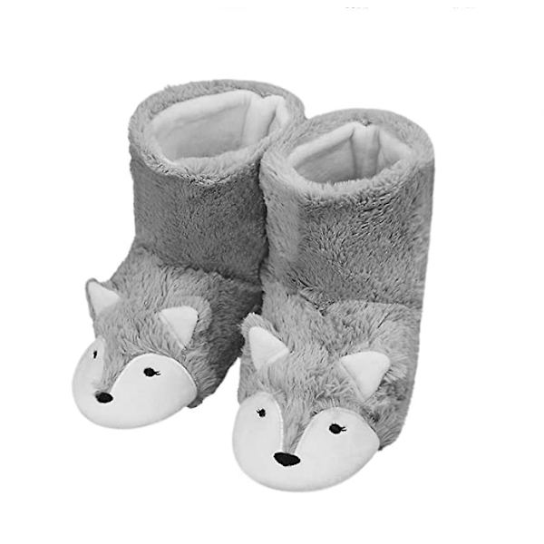 Damvinter Varma Booties Tofflor Söta Räv Plysch Fleece Stövlar Hushållsskor 42/43