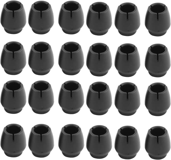 24 stk. svarte møbelputer i silikon med filtbeschyttere, passer til diameter 4/9\" til 5/8\"