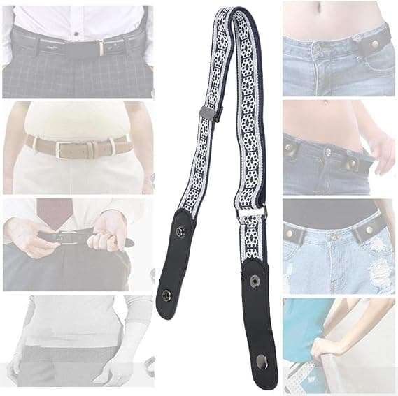 Midjebälte utan spänne stretchbälte för kvinnor/män spänne fritt elastiskt för jeansbyxor klänningar（stil 1） blue