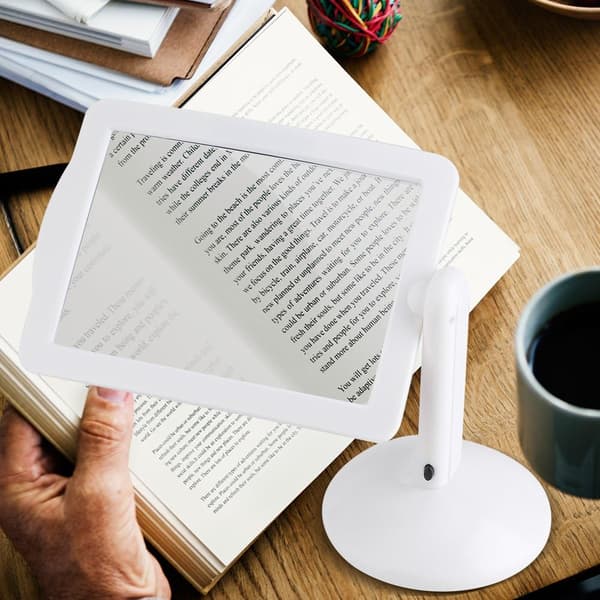 Led-förstoringsglas, 360 roterbar handsfree 3X stor rektangulär helsidesförstoringsglas