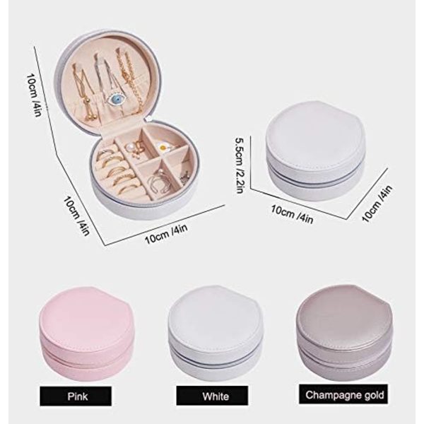 Smyckeskrin Organizer, Sammetsfoder PU Läder Resesmyckeskrin Mini Smyckesförvaringsfodral（rosa） pink