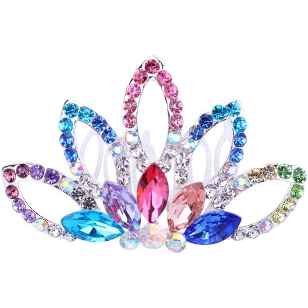 1 st mini kam prinsessa tiara strass hårklämmor för bröllopshår (färgglad) Colourful