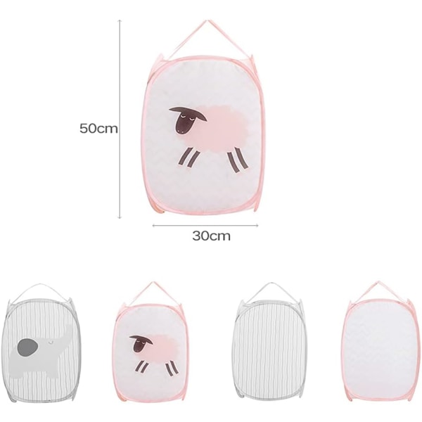 Smutsig förvaringskorg, hopfällbar linnekorg, kan användas för kläder (Rosa får) color 2