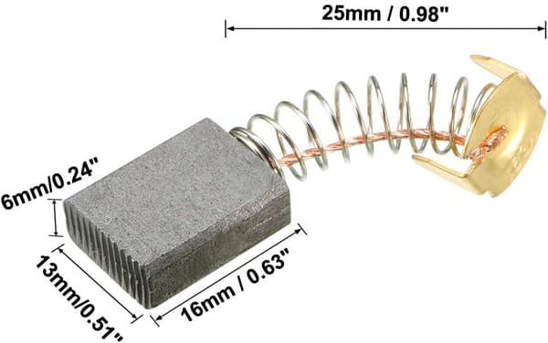 2 stk. karbonbørster, 16x13x6mm, for elektrisk motor, drill, sirkelsag, kappemaskin, reservedel