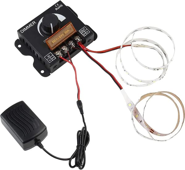 12V/24V DC LED PWM lysdæmpercontroller ON/OFF-kontakt med metalskal til enkeltfarvede LED-stripelys