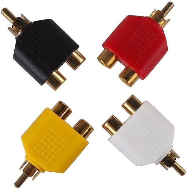 4 stk. RCA Y-splitteradapter 2 hun til 1 han til video AV TV-kabelkonvertering