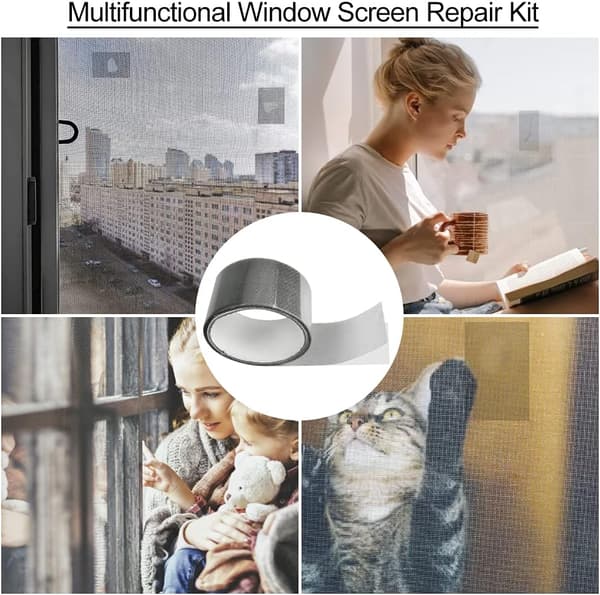 2 ruller vinduesskærm reparationstape glasfibernet patch skærmtape (2 x 80 tommer, sort)
