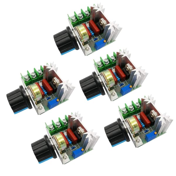 Pakke med 5 2000W elektronisk spenningsregulatormodul Motor LED-dimmer med hastighetskontroller