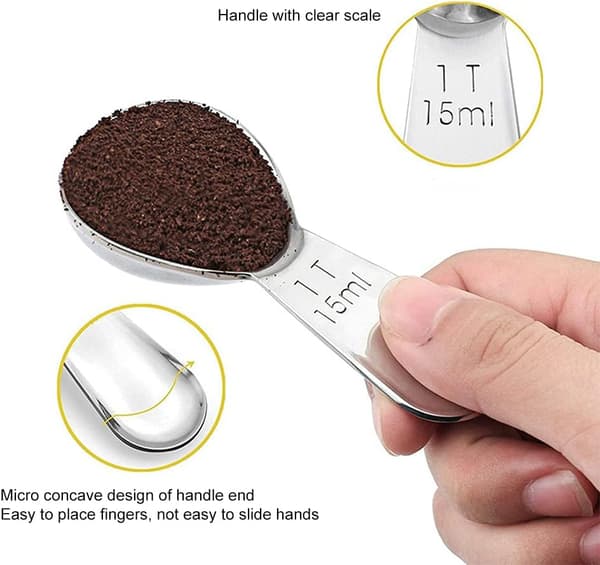 Kaffeskje i rustfritt stål, 2 sett med kaffeskjeer (15ML+30M)