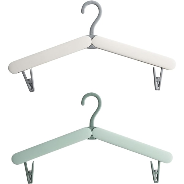 Hopfällbart klädställ Portabelt hopfällbart resklädställ med klämmor, för kläder och ytterkläder, 2 stycken (grågrön) Grey Green