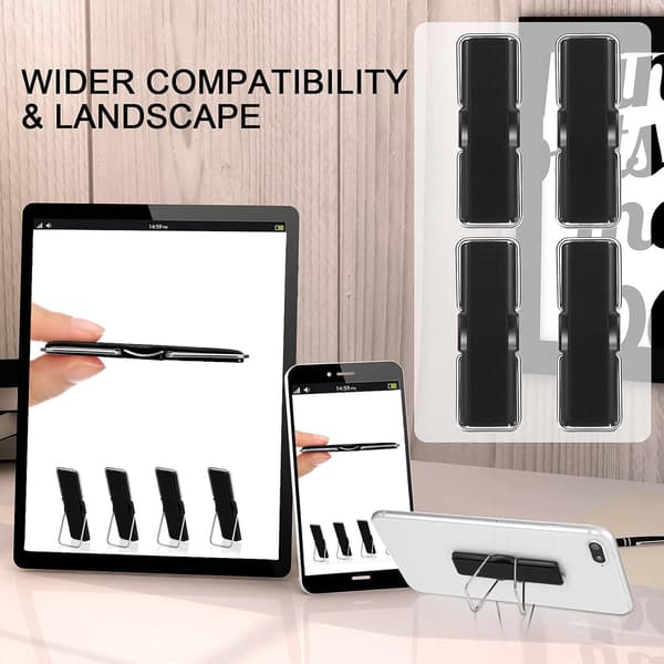 4 stykker elastisk telefonholder telefongreb fingerrem med holder til smartphone (sort) Black