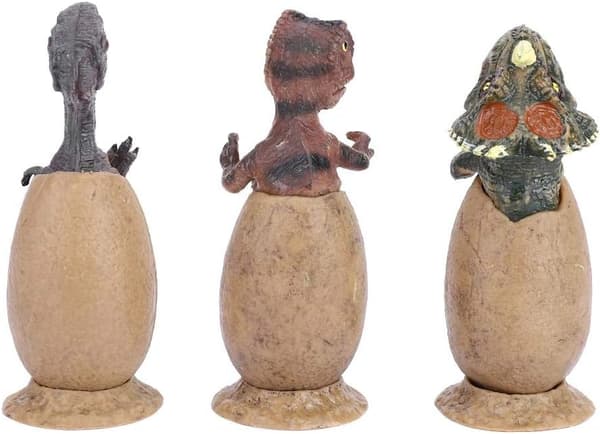 3-pack dinosaurieäggfigurer med bas, dinosaurieägg halvkläckande leksaker
