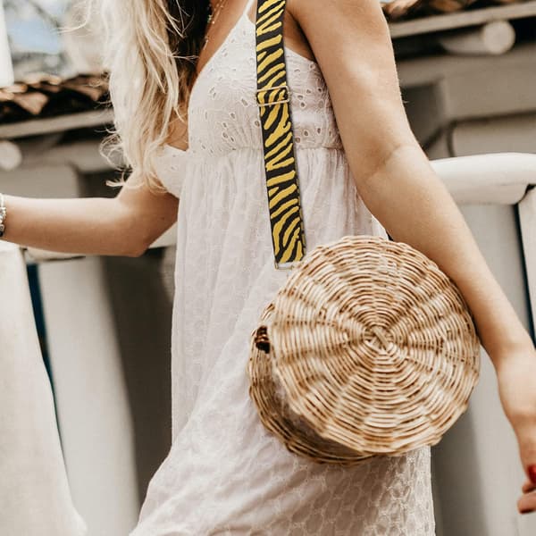 Justerbar Leopardmønstret Crossbody-stropp Damevesketilbehør (Gul) Yellow