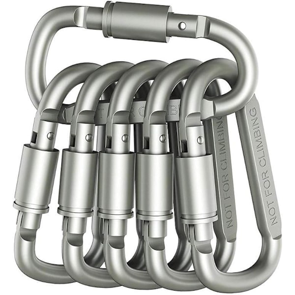 Aluminium D-typ karbinhake stark lätt spänne ryggsäck spänne rem lås - 6-pack