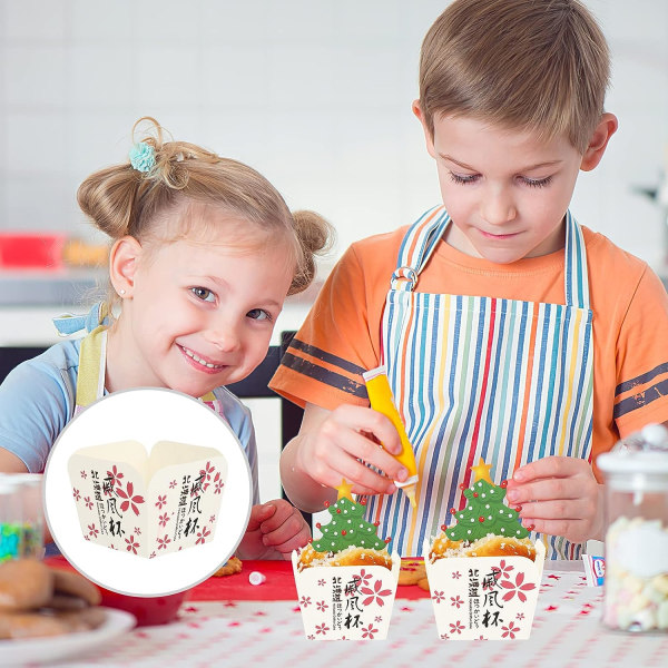 100 st Pappersbakformar Små Fyrkantiga Kakomslag Cupcake-formar (Vit 1)