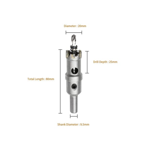 TCT Karbid hullsagbor, kraftig hullkutter i industrikvalitet (20 mm) 20mm