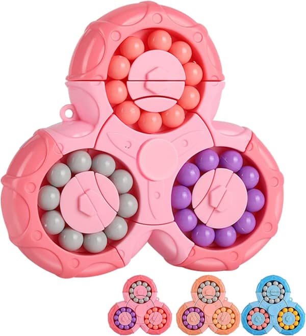 Magic Bean Roterende Rubik's Cube Legetøj Finger Cube Puslespil, Pædagogisk Legetøj Dekompression Legetøj Pink