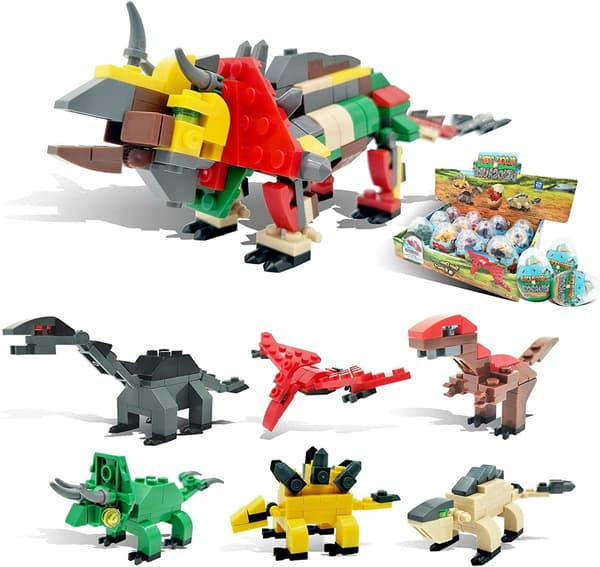 Block dinosaurieägg Mini djur pedagogiska leksaksset 12 st