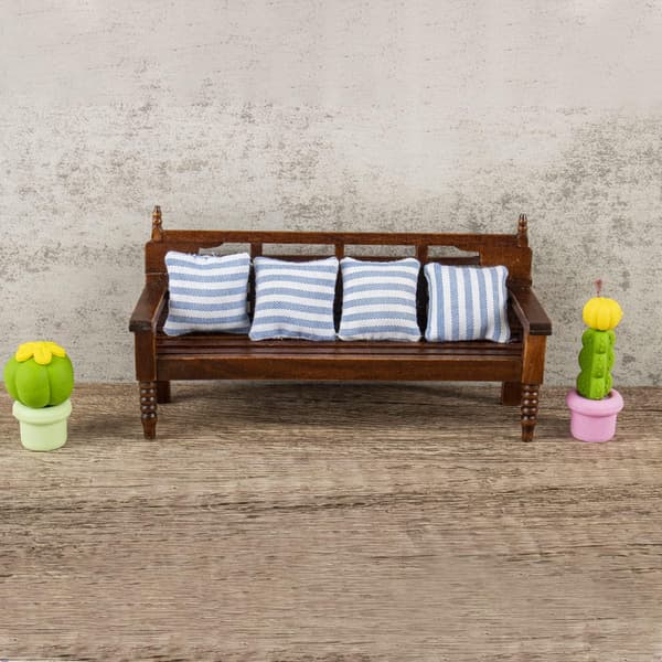 1:12 Miniatyr Benk Sofa Tre Lenestol med Puter Mini Hus Møbler Tilbehør