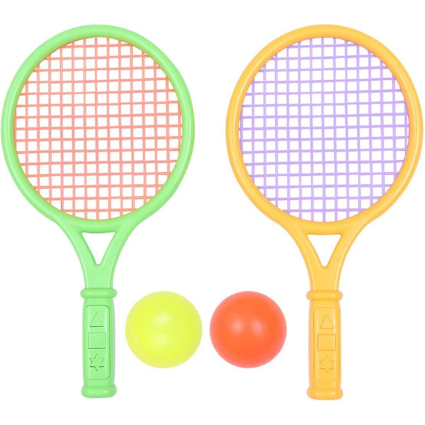 2 set sport tennis set bärbar strand hav boll kit spel för barn vuxna gul grön
