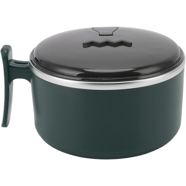 Isolerad skål, Ramen skål, 304 Rostfritt stål Dubbel Instant Pastaskål med lock (Grön) Green