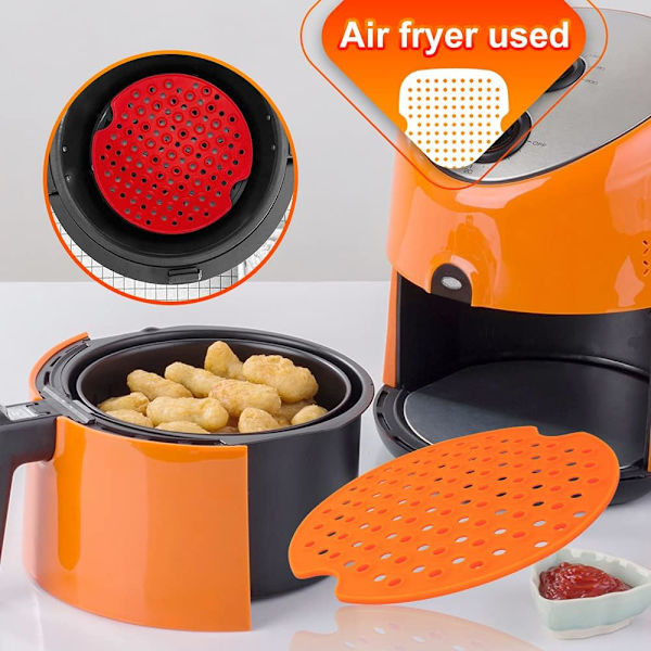 2PACK Silikon Airfryer-foder, 9-tums återanvändbar non-stick-matta för ångkorg