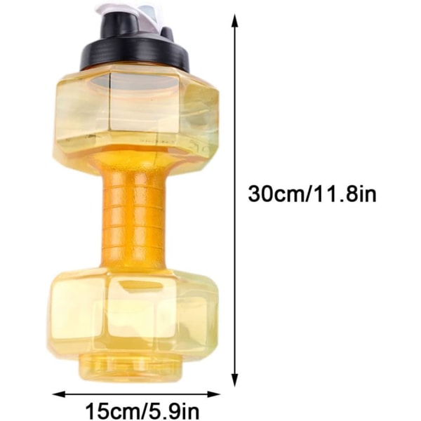Kreativ hantel vattenfyllning hantel vattenflaska, läckagesäker lock 2200 ml