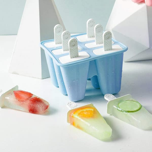 Silikon Popsicle Form BPA Återanvändbar Enkel Utformning Popsicle Making (blå) 6 Hål blue